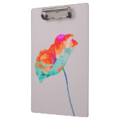ピンクのオレンジと青のケシの花のフローラデザイン クリップボード (左)