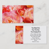 ピンクのオレンジのばら色の花の名刺の女性 名刺 (正面/裏面)