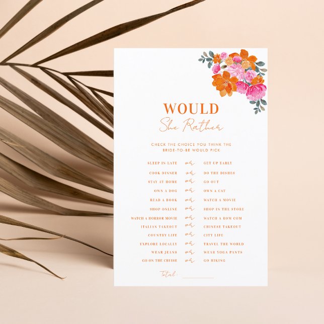 ピンクのオレンジのブライダルシャワーは彼女はむしろゲームをする (クリエイターアップロード済み)