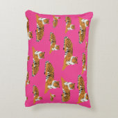 ピンクのオレンジタイガー動物のパターン アクセントクッション (裏面(縦))