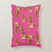 ピンクのオレンジタイガー動物のパターン アクセントクッション (正面(垂直))