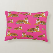 ピンクのオレンジタイガー動物のパターン アクセントクッション (裏面)