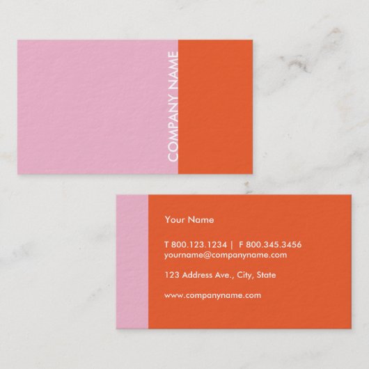 ピンクのオレンジモダン 名刺 (正面/裏面)