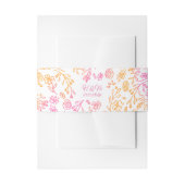 ピンクのオレンジモノグラムの色のフローラ結婚日付 招待状ベリーバンド (正面例)