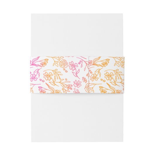 ピンクのオレンジモノグラムの色のフローラ結婚日付 招待状ベリーバンド (裏面例)