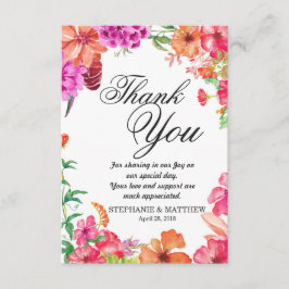 ピンクのオレンジ水彩画の庭のサンキューカード サンキューカード