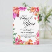 ピンクのオレンジ水彩画の庭のサンキューカード サンキューカード (スタンド正面)
