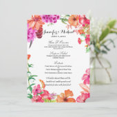 ピンクのオレンジ水彩画の庭園の結婚式メニュー メニュー (スタンド正面)