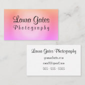 ピンクのオレンジ紫色の水彩画の写真撮影 名刺 (正面/裏面)