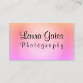 ピンクのオレンジ紫色の水彩画の写真撮影 名刺 (正面)