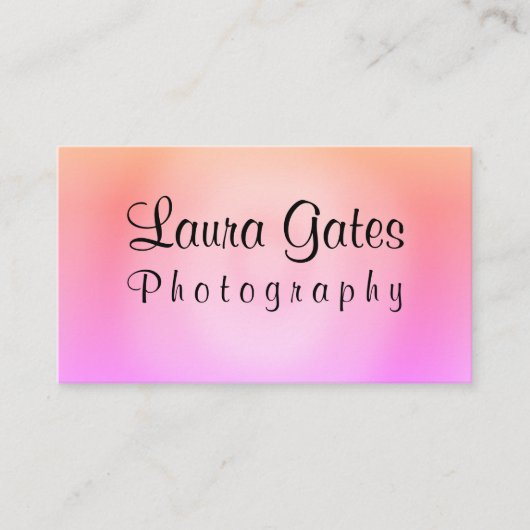 ピンクのオレンジ紫色の水彩画の写真撮影 名刺 (正面)