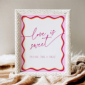 ピンクのオレンジ縁どの波打つ愛が甘い楽しみ 台座サイン