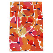 ピンクのオレンジ色と白の黄色のポピーのパターン ミディアムペーパーバッグ (正面)