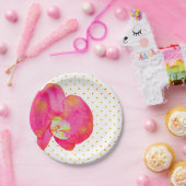 ピンクのオレンジ色のオーキッド絵画の水色 ペーパープレート (パーティー)