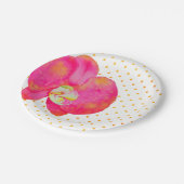 ピンクのオレンジ色のオーキッド絵画の水色 ペーパープレート (アングル)