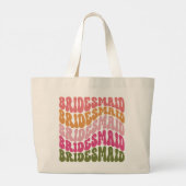 ピンクのオレンジ色のガーリー緑のレトロシンプルな雰囲気 ラージトートバッグ (裏面)