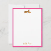 ピンクのオレンジ色のジャングルタイガースクリプトのパーソナライズ ノートカード (正面)