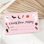 ピンクのオレンジ色のハロウィーンの赤ちゃんシャワーはいくつかを推測 エンクロージャーカード