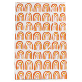 ピンクのオレンジ色のパターン虹の赤ちゃんシャワーギフト ミディアムペーパーバッグ (正面)