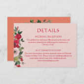 ピンクのオレンジ色のフローラ中国のリース結婚詳細 エンクロージャーカード (正面/裏面)