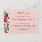 ピンクのオレンジ色のフローラ中国のリース結婚詳細 エンクロージャーカード (正面)