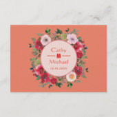 ピンクのオレンジ色のフローラ中国のリース結婚詳細 エンクロージャーカード (裏面)