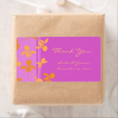 ピンクのオレンジ色のフローラ渦巻き旋回ウェディングラベル ラベル (インサイチュ)