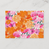 ピンクのオレンジ色のフローラ赤ちゃんシャワーアドバイスとウィッシュ エンクロージャーカード (裏面)