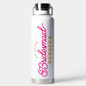 ピンクのオレンジ色のミニマリストの花嫁の水瓶 ウォーターボトル (背面)