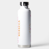 ピンクのオレンジ色のミニマリストの花嫁の水瓶 ウォーターボトル (左面)