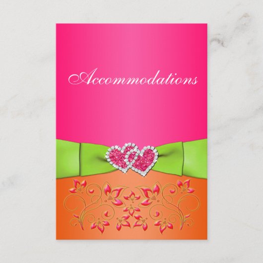 ピンクのオレンジ色のライムフローラ結合ハート挿入カード エンクロージャーカード (正面)