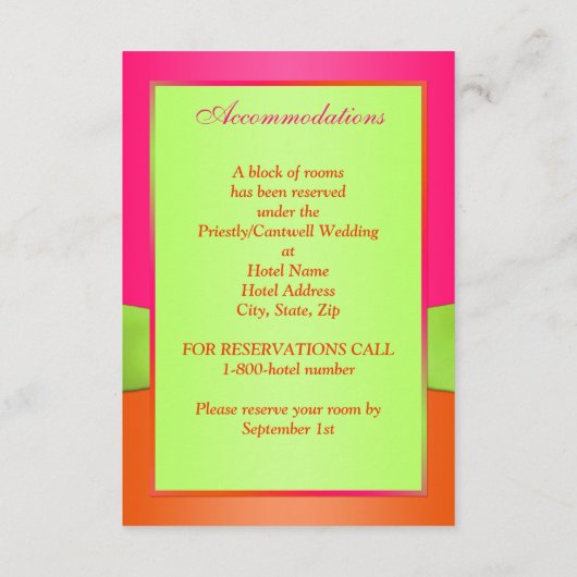 ピンクのオレンジ色のライムフローラ結合ハート挿入カード エンクロージャーカード (裏面)