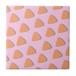 ピンクのオレンジ色の三角形パターン タイル