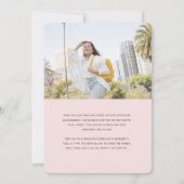 ピンクのオレンジ色の審美的グラデーション、写真の卒業 案内状 (裏面)