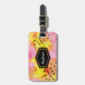 ピンクのオレンジ色の抽象芸術パーソナライズされたラゲージタグ ラゲッジタグ (正面縦)