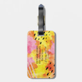 ピンクのオレンジ色の抽象芸術パーソナライズされたラゲージタグ ラゲッジタグ (裏面縦)