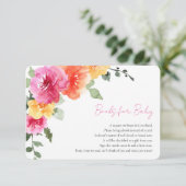 ピンクのオレンジ色の明るいカラフルフローラブックベビー エンクロージャーカード (スタンド正面)