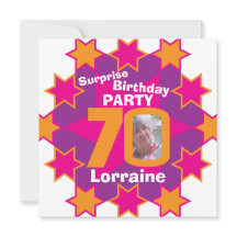 ピンクのオレンジ色の星写真70サプライズ誕生日パーティー