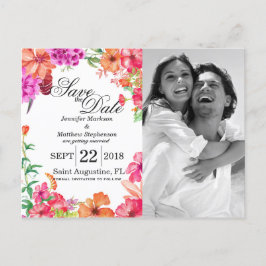 ピンクのオレンジ色の水の庭の日付を保存 案内ポストカード