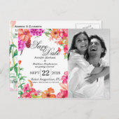 ピンクのオレンジ色の水の庭の日付を保存 案内ポストカード (正面/裏面)