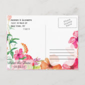 ピンクのオレンジ色の水の庭の日付を保存 案内ポストカード (裏面)