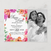 ピンクのオレンジ色の水の庭の日付を保存 案内ポストカード (正面)