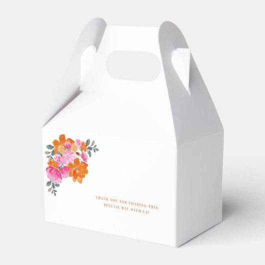 ピンクのオレンジ色の水の色の庭のフローラの名結婚前 フェイバーボックス (裏面サイド)