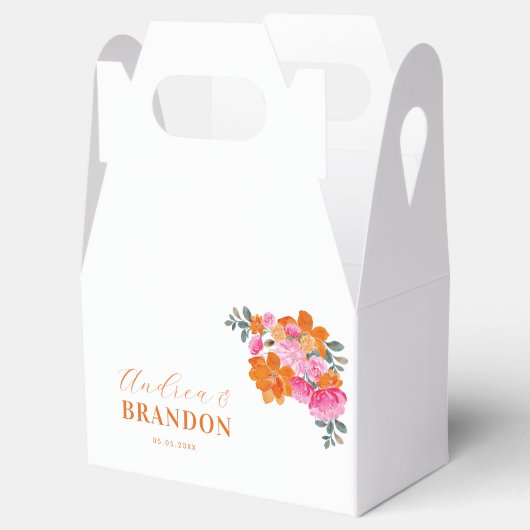 ピンクのオレンジ色の水の色の庭のフローラの名結婚前 フェイバーボックス (オープン)