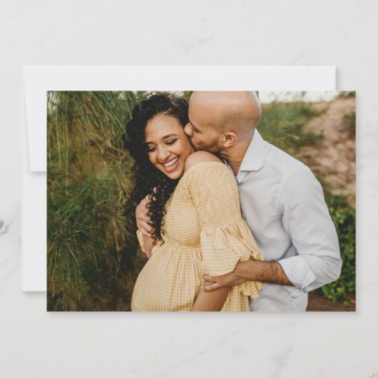 ピンクのオレンジ色の水色の花ベビーシャワー写真 招待状 (裏面)