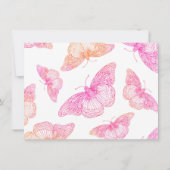 ピンクのオレンジ色の水色バタフライパターン サンキューカード (裏面)