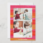 ピンクのオレンジ色の水色4フォトバレンタインデイカード 招待状 (裏面)