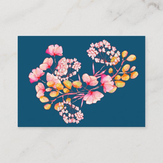 ピンクのオレンジ色の海軍の水色のカジュアル花結婚の色 エンクロージャーカード (裏面)