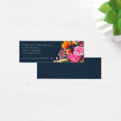 ピンクのオレンジ色の海軍の水色の花の結婚式RSVP (デスク)