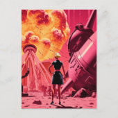 ピンクのオレンジ色の爆弾煙ヴィンテージ漫画 ポストカード (正面)